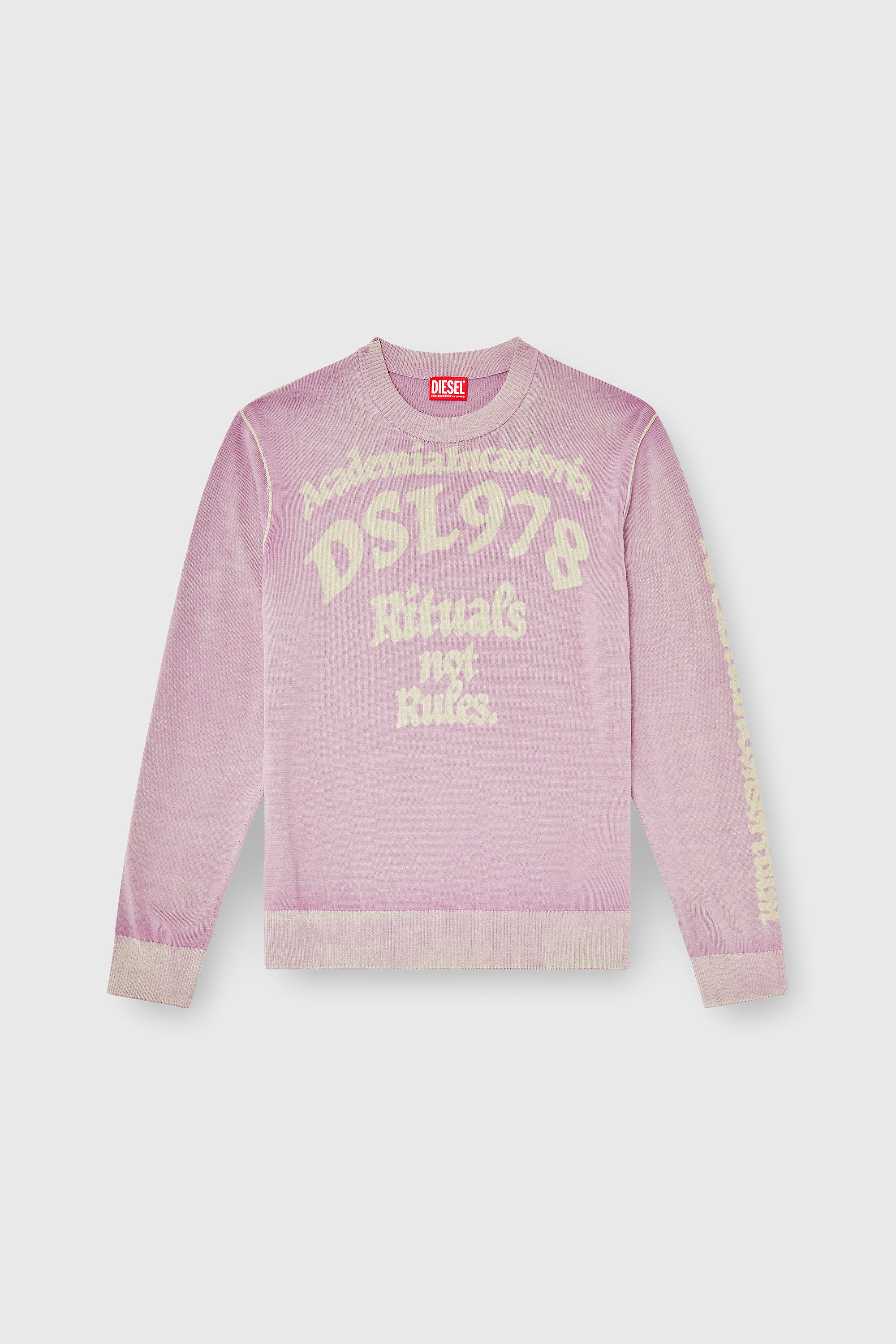 Diesel - K-LAUTI, Man's Treated cotton jumper with slogan in Lilac - 2