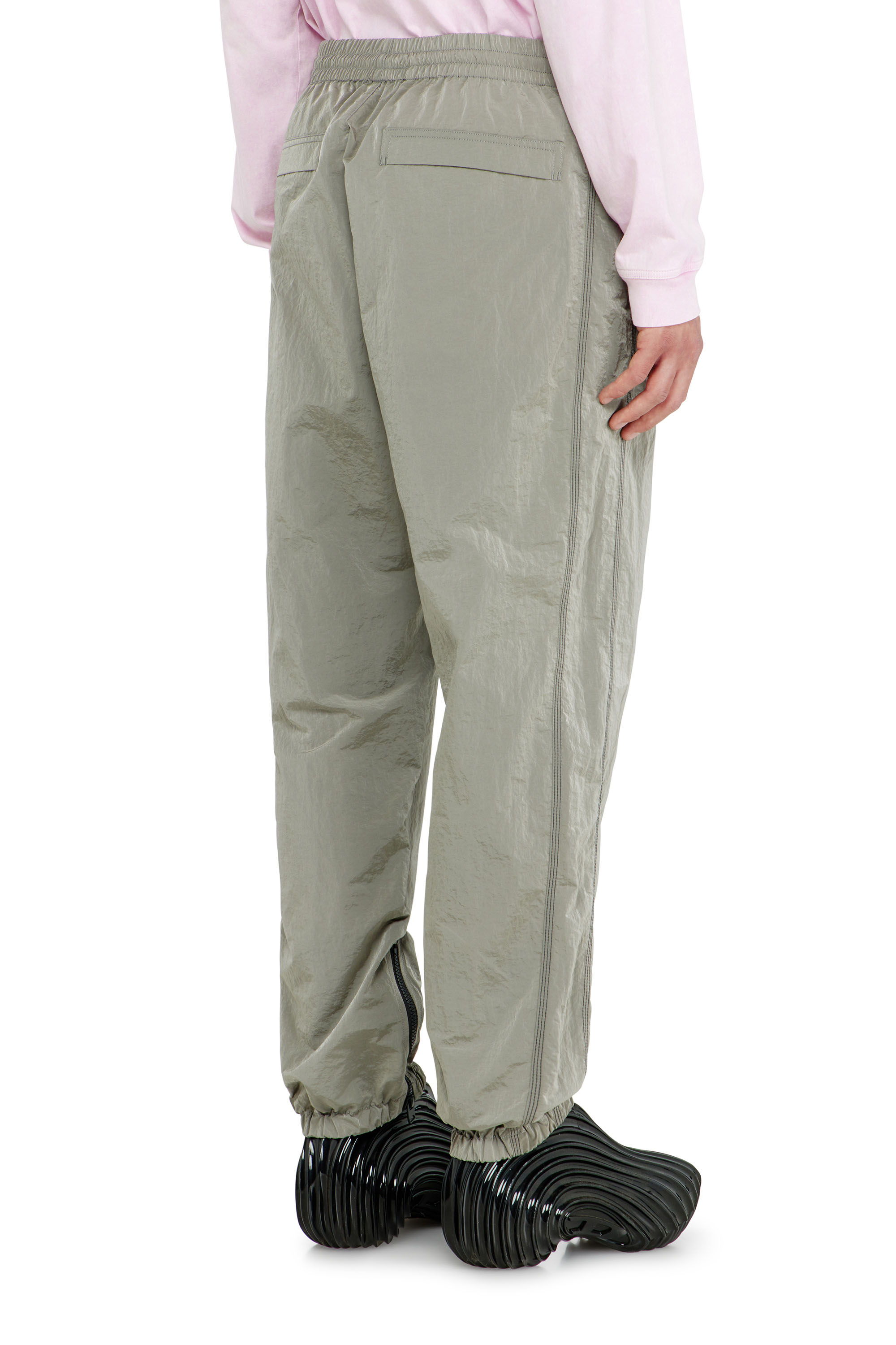 Diesel - P-ANOK, Man's Nylon pants with crinkle effect in Light Grey - 4