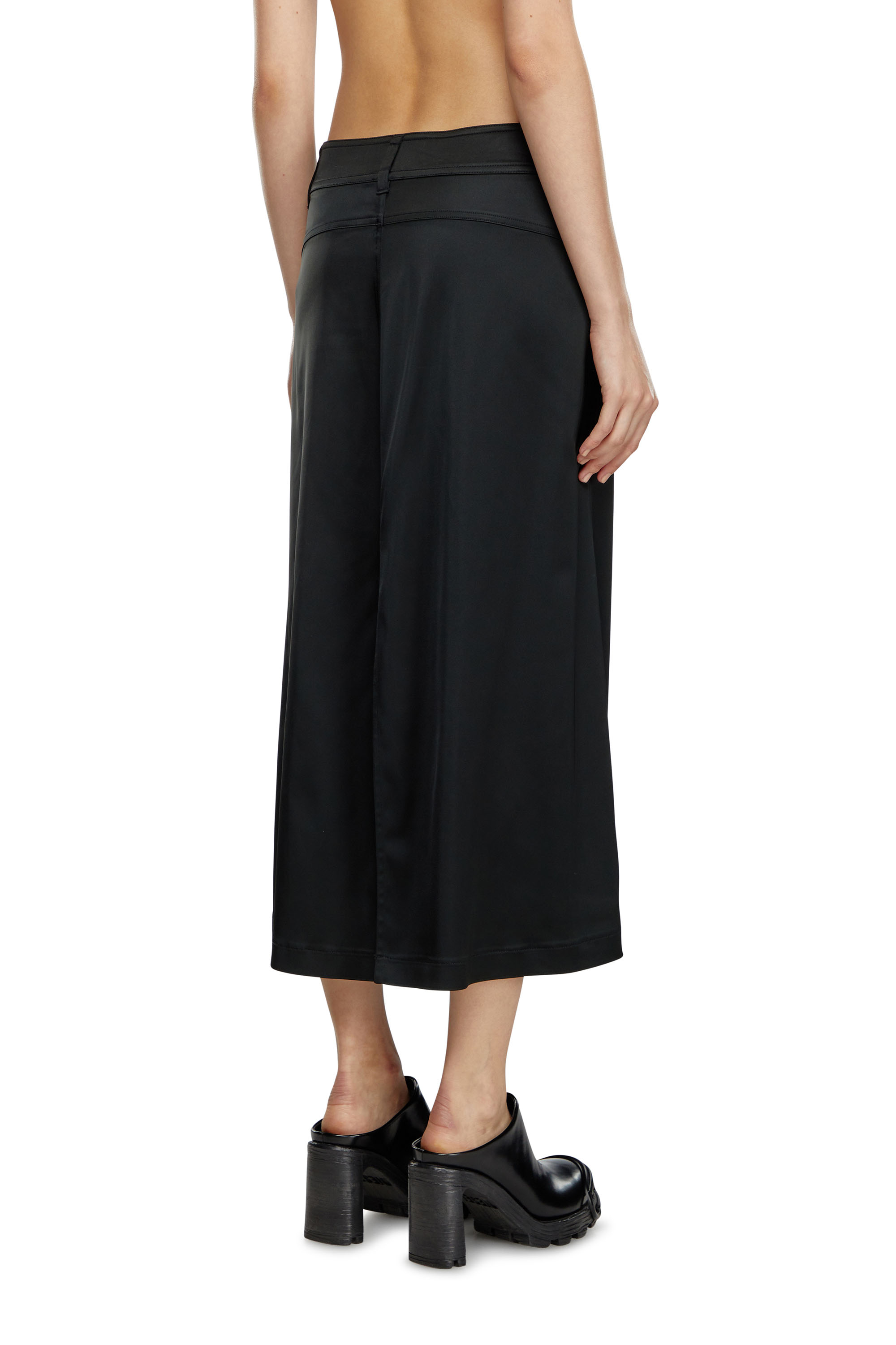 Diesel - O-YAN, Woman's Midi skirt in stretch satin in Black - 3