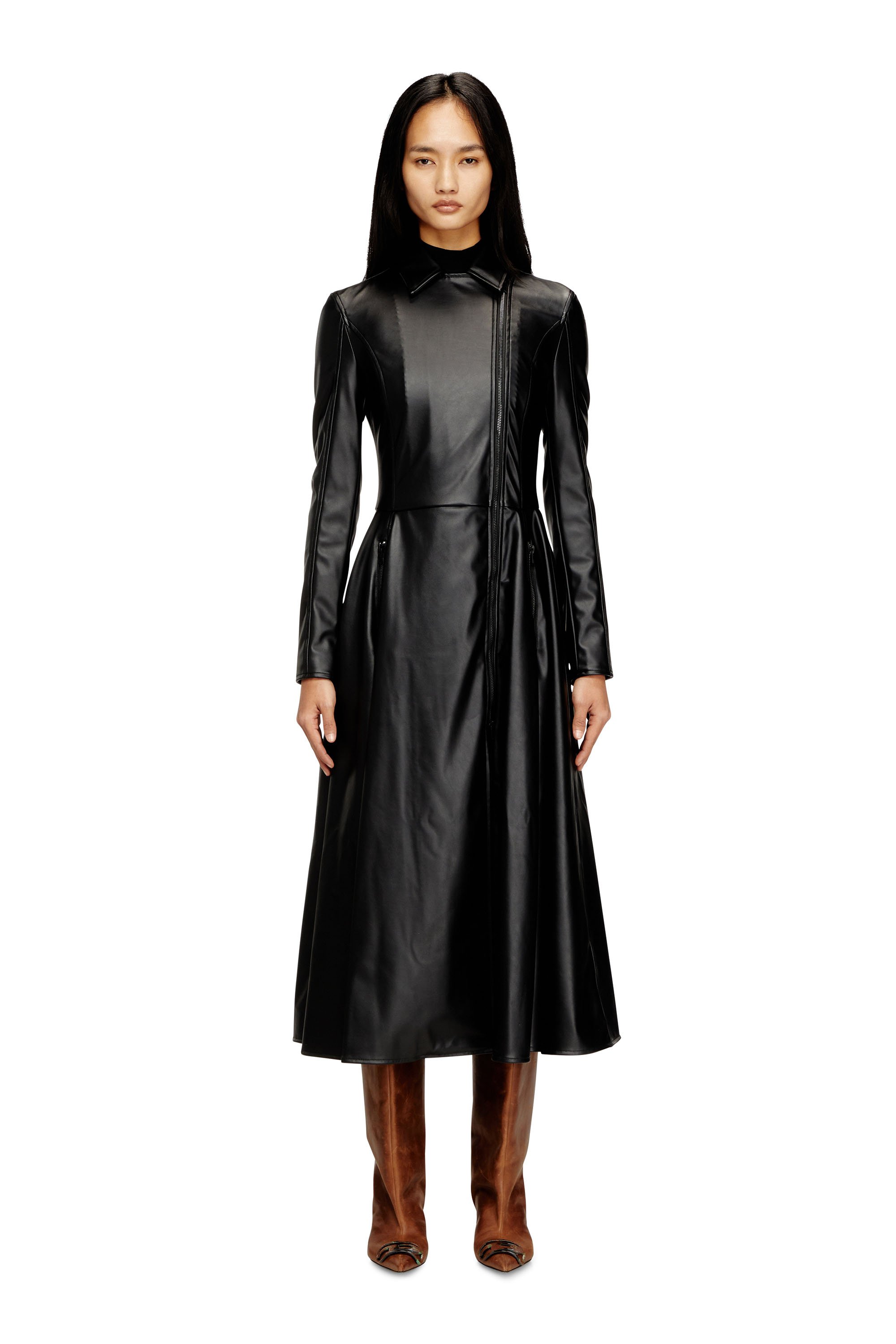 Diesel - D-RAGON, Woman's Midi coat dress with biker details in null - 2