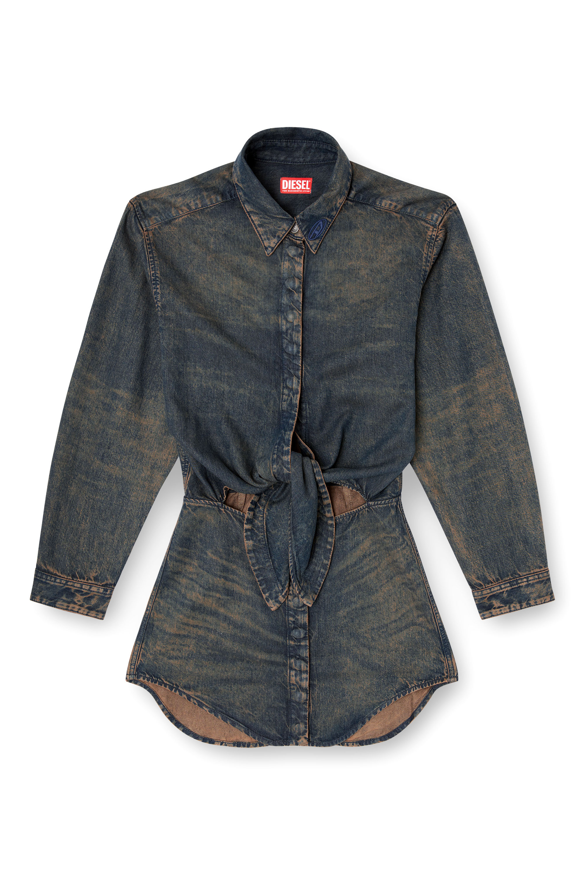 Diesel - DE-SUSAN-S, Woman's Dress in fluid denim in Dark Blue - 3