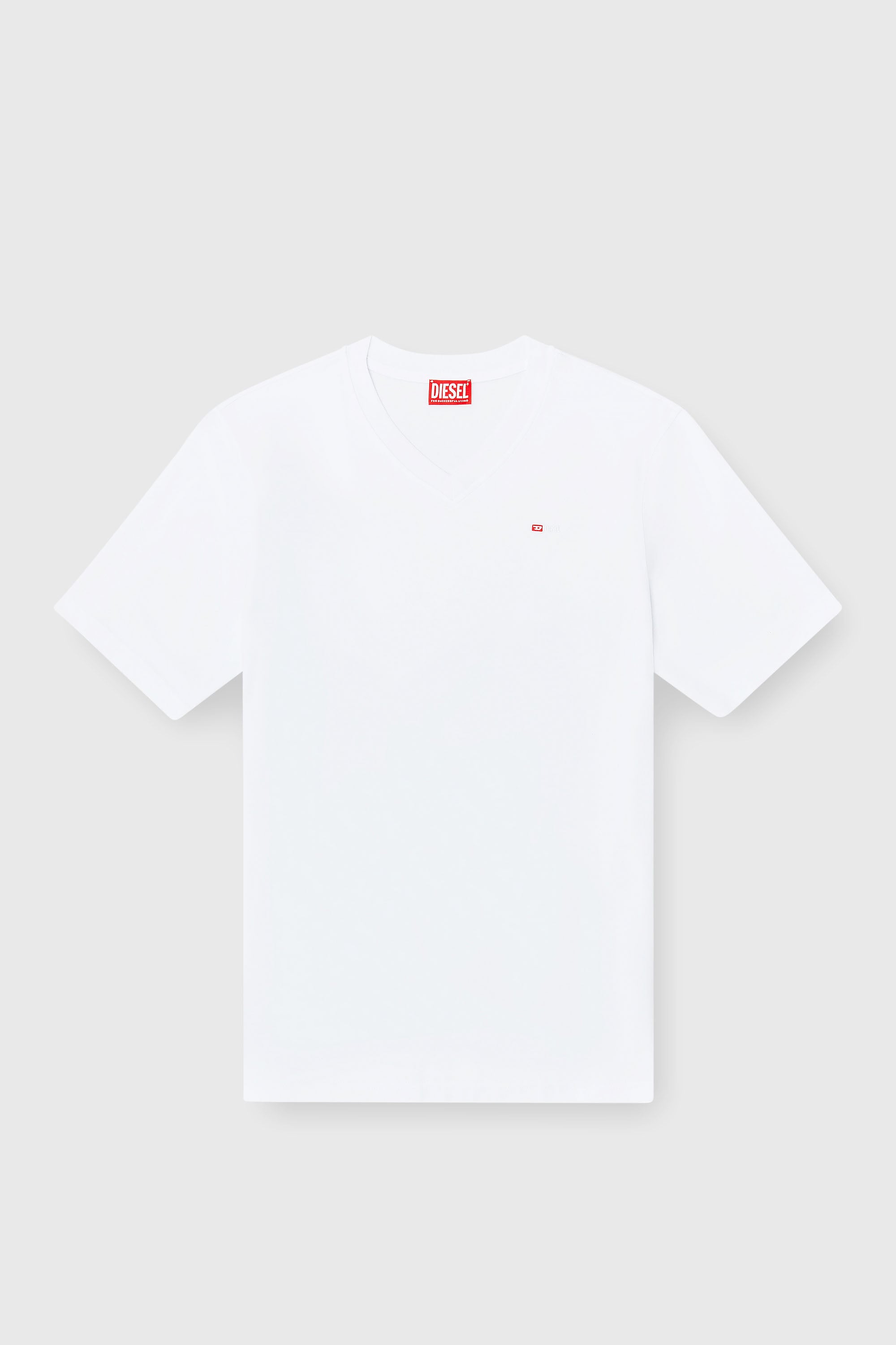 Diesel - T-ADJUST-V-MICRODIV, Man's V-neck T-shirt with micro logo embroidery in White/Red - 2