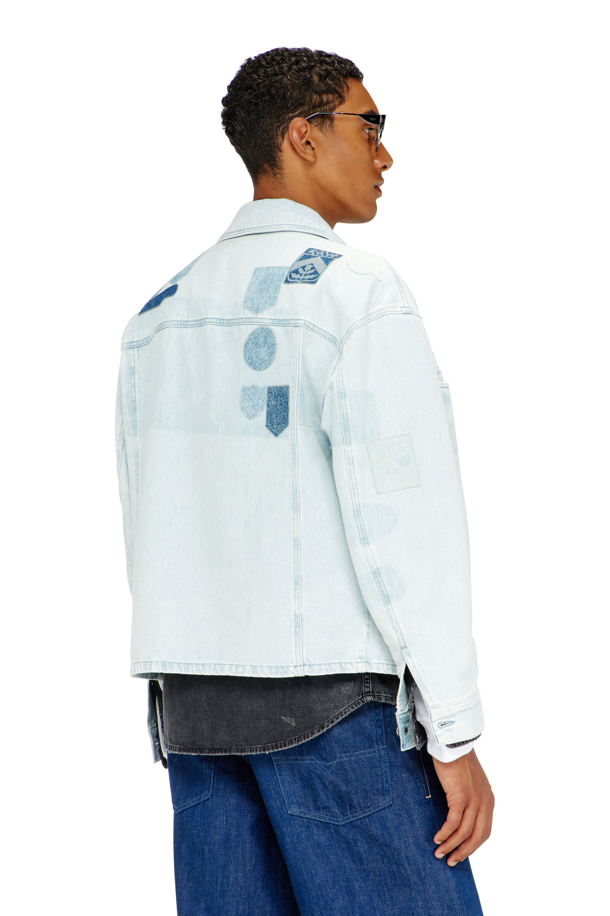 Diesel - D-RYMAVO-S, Unisex's Denim overshirt with patch effects in Light Blue - 4