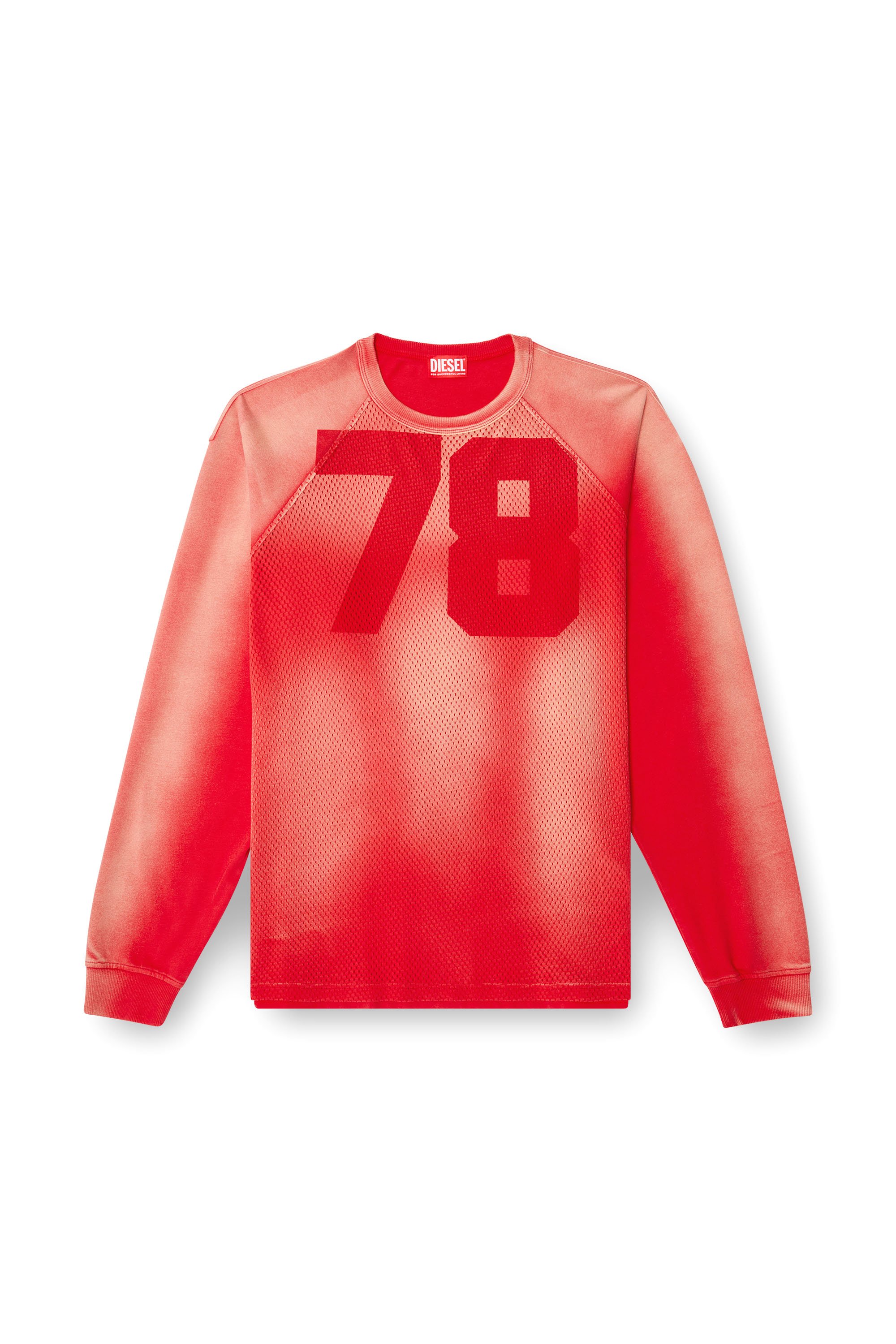 Diesel - T-ROXTER-LS-MESH, Man's Faded long-sleeve T-shirt with mesh front in Red - 3