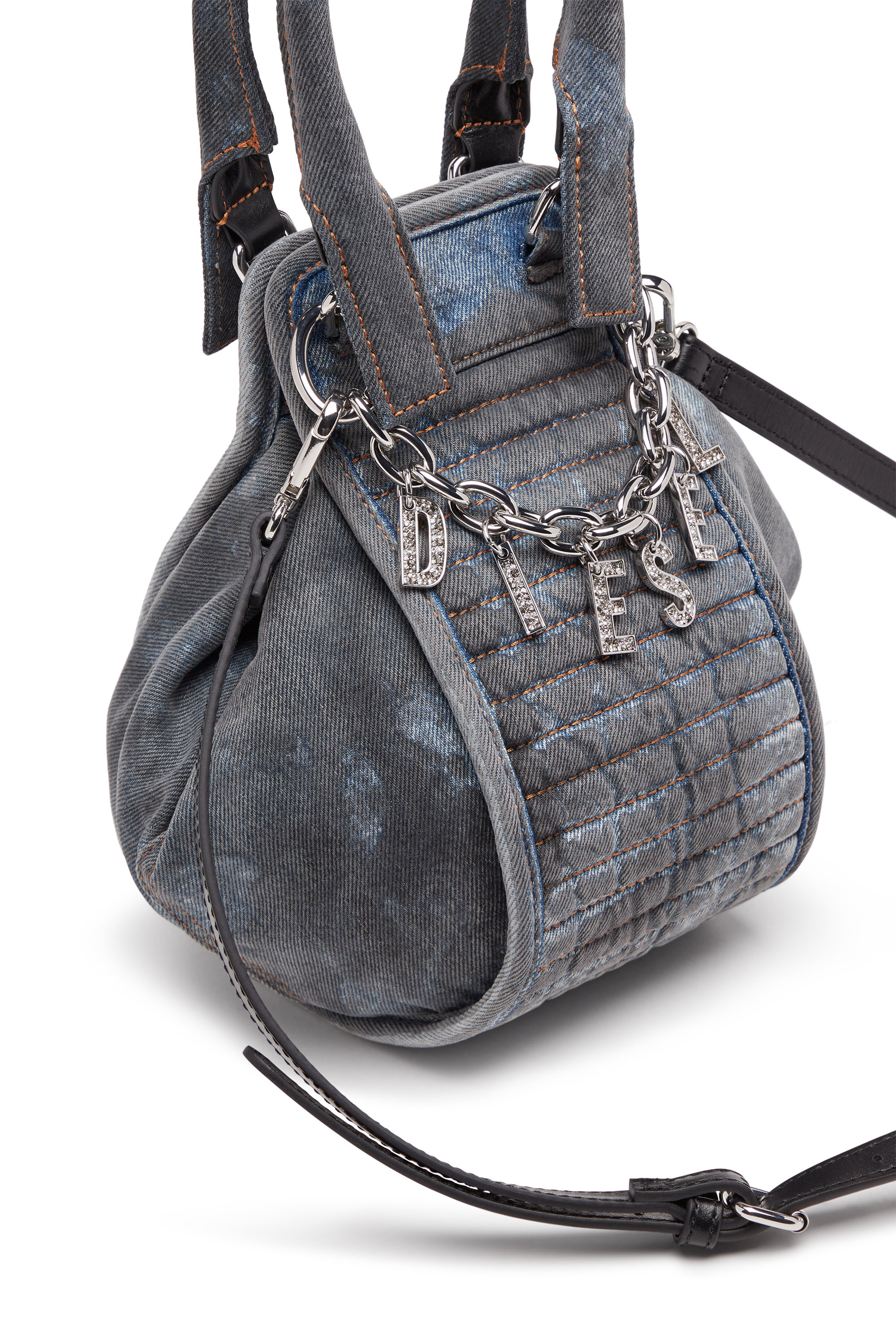 Diesel - D-VINA-XS, Woman D-Vina-XS-Handbag in bicolour denim in Blue - Image 5