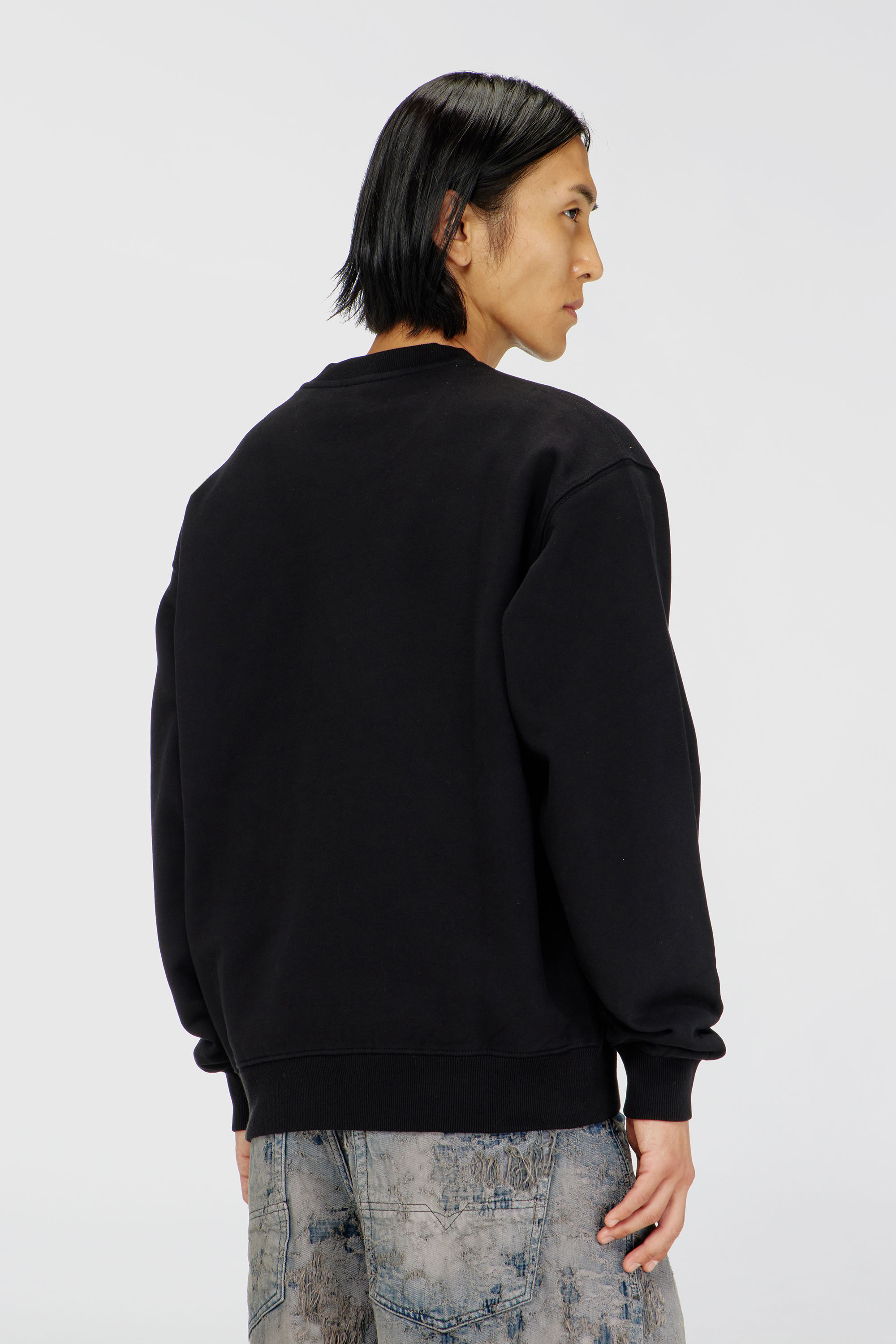 Diesel - S-LUK-R-T92, Man's Cotton sweater with tonal Oval D logo embroidery in Black - 4