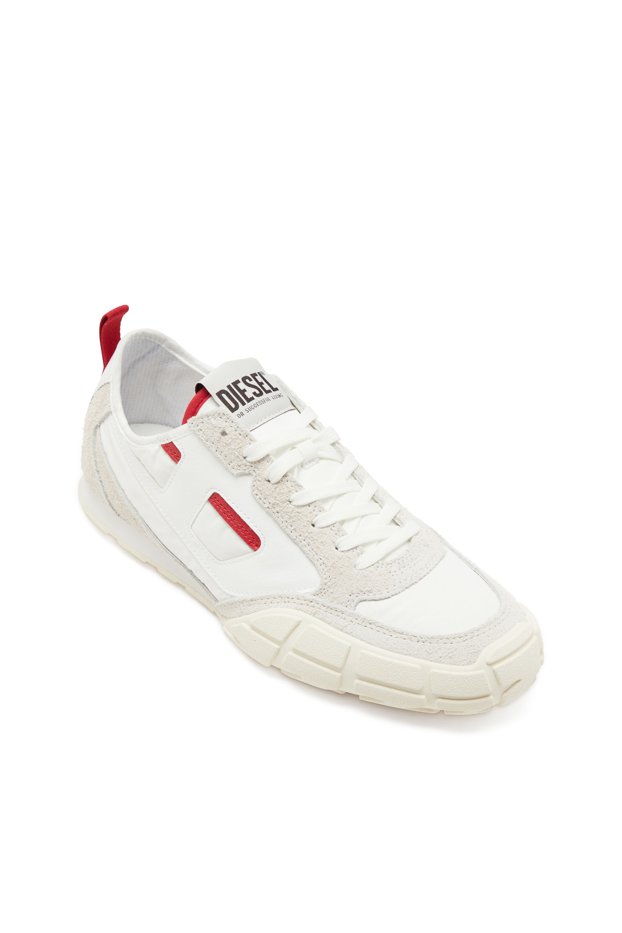 Diesel - S-PAGODHA LOW, Man's S-Pagodha-Sneakers in leather, suede and ripstop in White/Red - 6