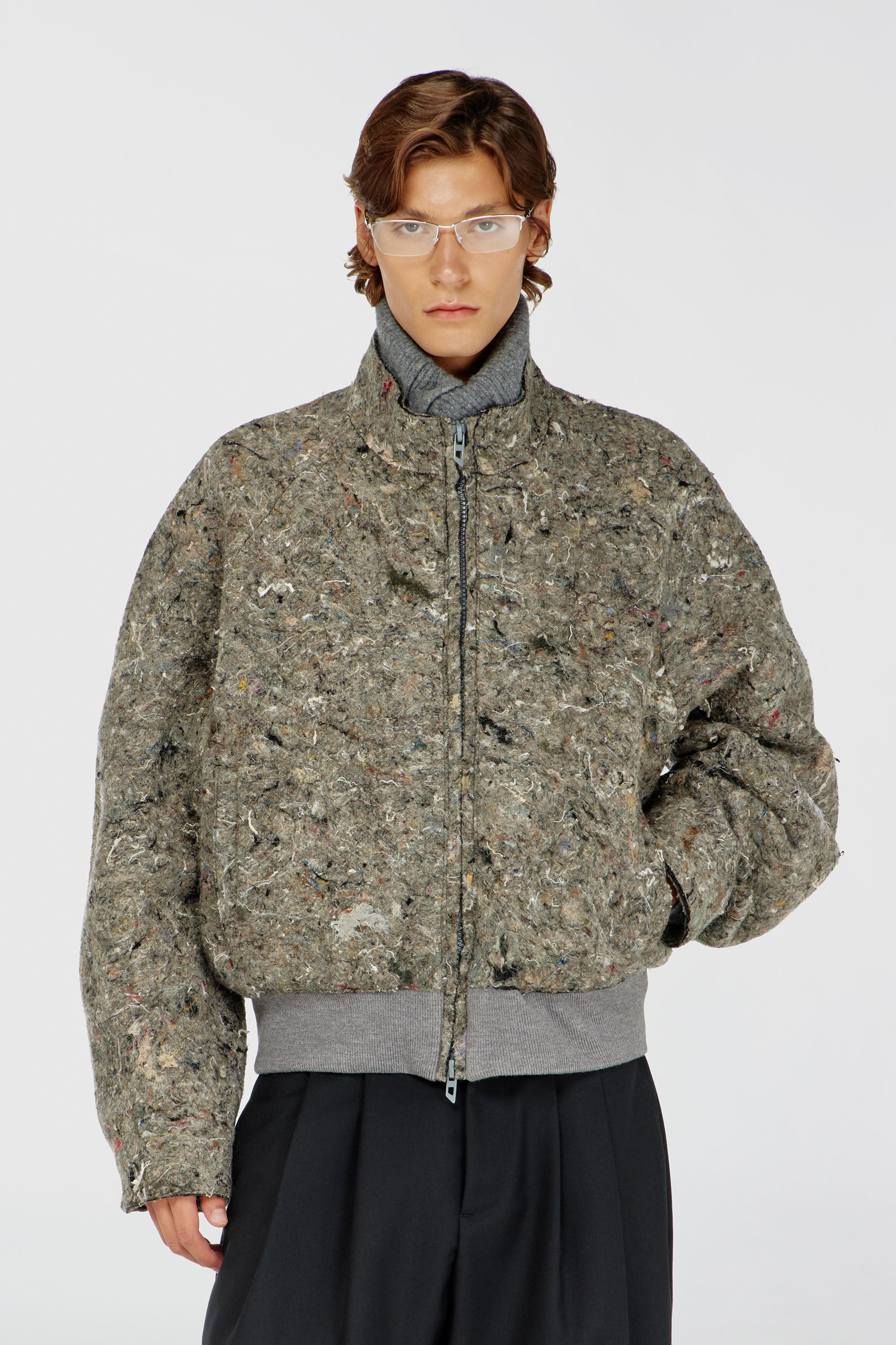 Diesel - J-DISTEM, Man's Upcycled felted jacket in Grey - 1