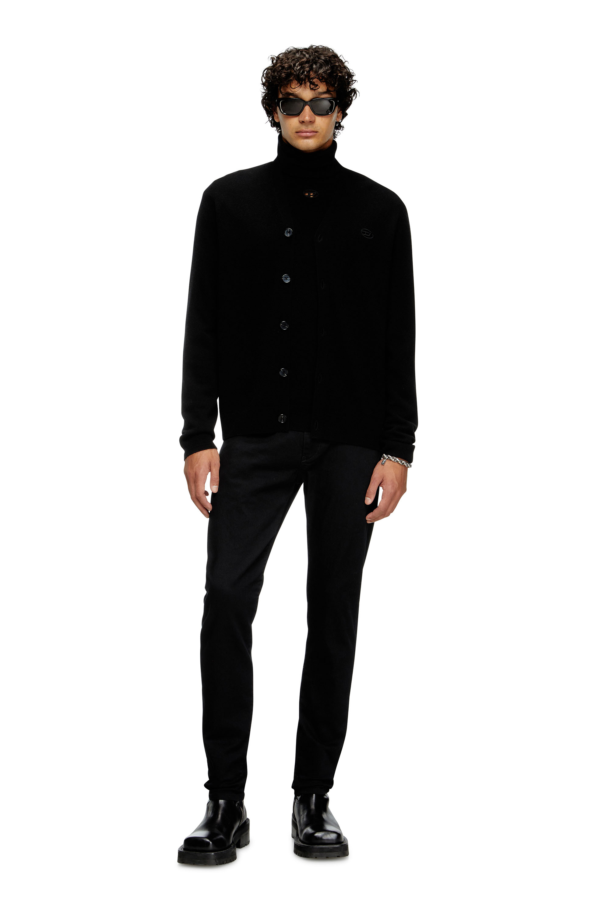 Diesel - K-ZANNIS, Man's Wool and cashmere cardigan in Black - 2