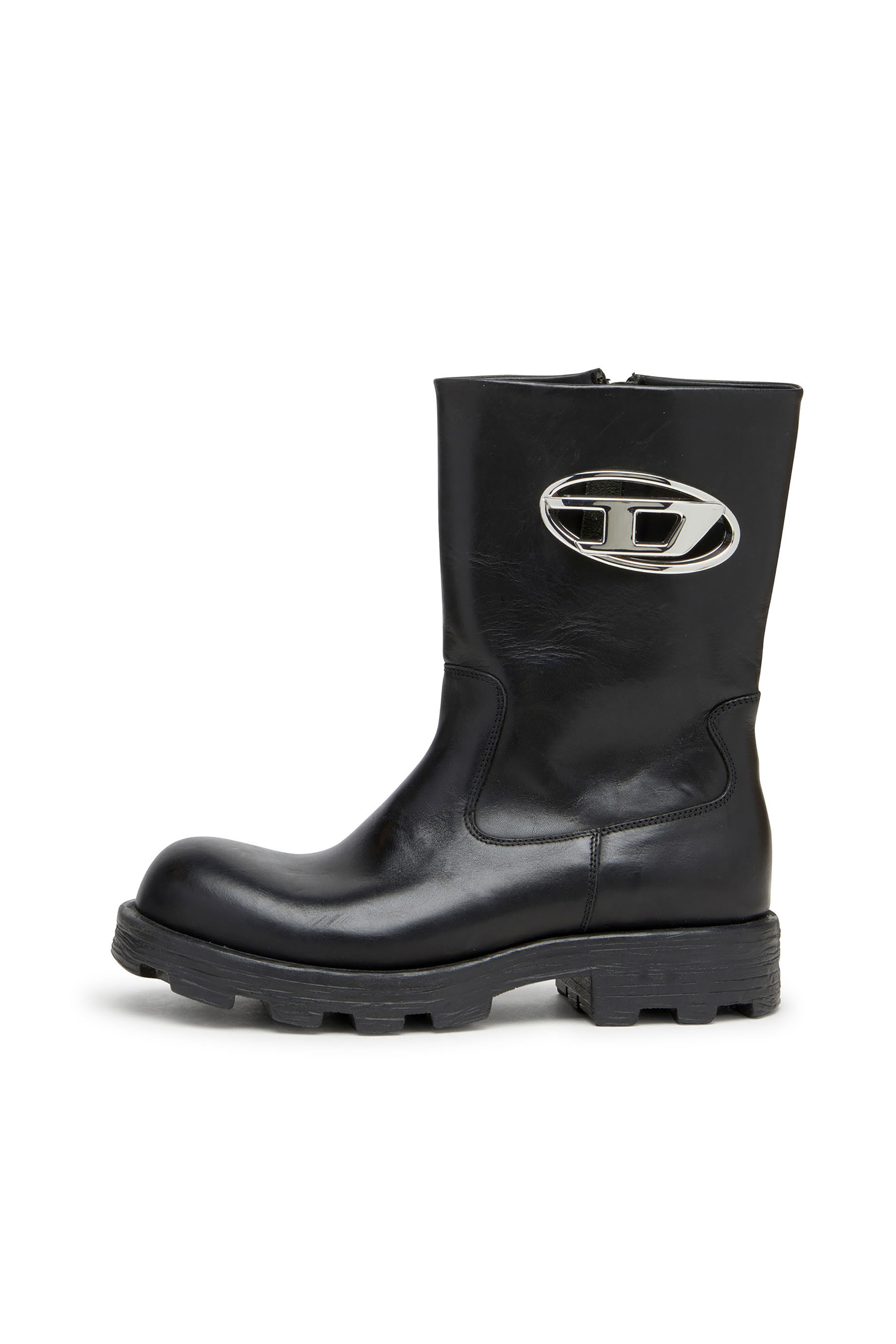 Diesel - D-HAMMER BKR D W, Woman's D-Hammer-Cut-out leather boots with logo hardware in Black - 8