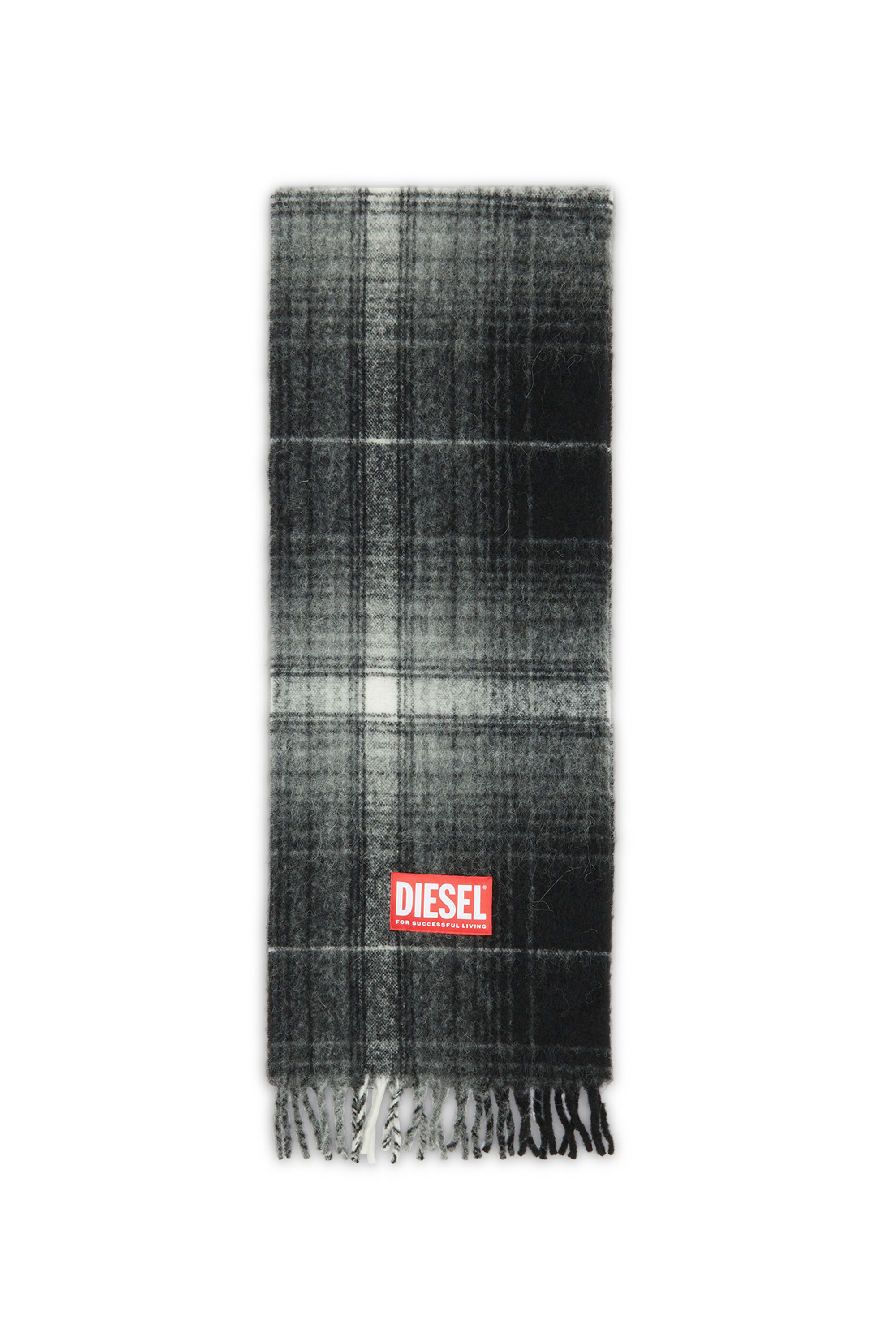 Diesel - S-BESTRO, Man's Checked scarf in wool and alpaca in Black - 1