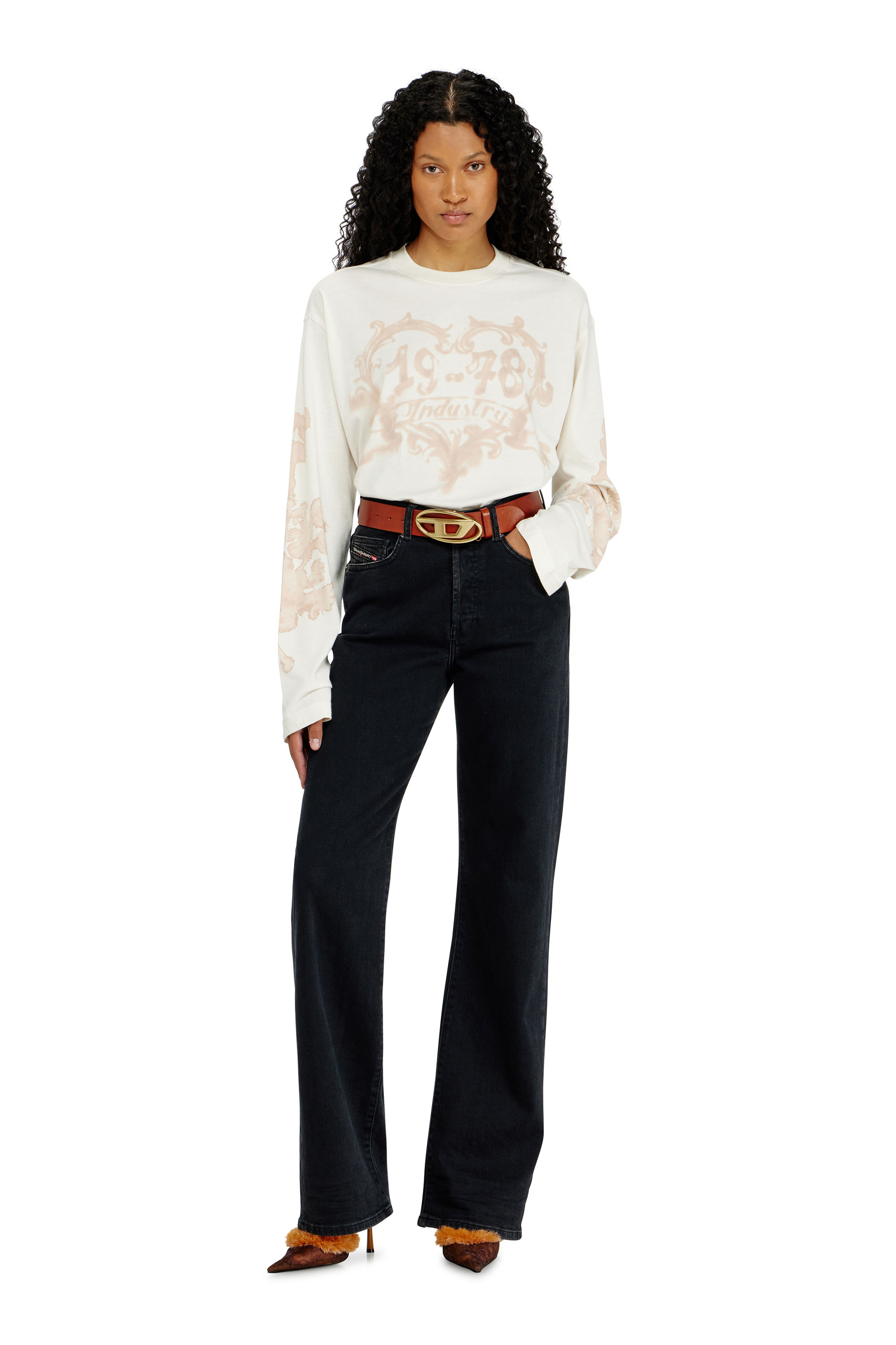 Diesel - T-HILARY-LS-AA1, Woman's Cotton long-sleeve T-shirt with graphic print in null - 2