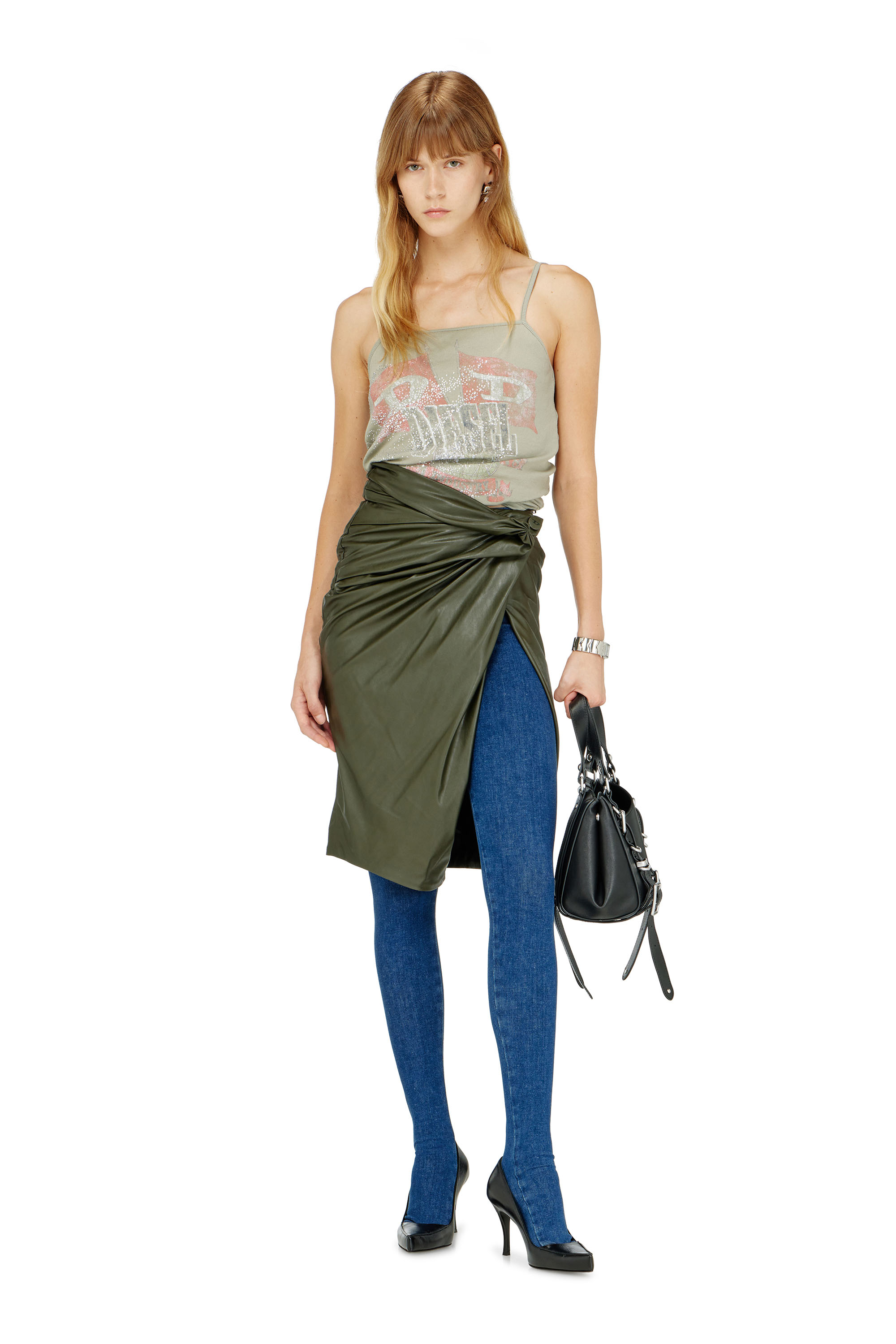 Diesel - O-DASLI, Woman's Draped pencil skirt with split in null - 1
