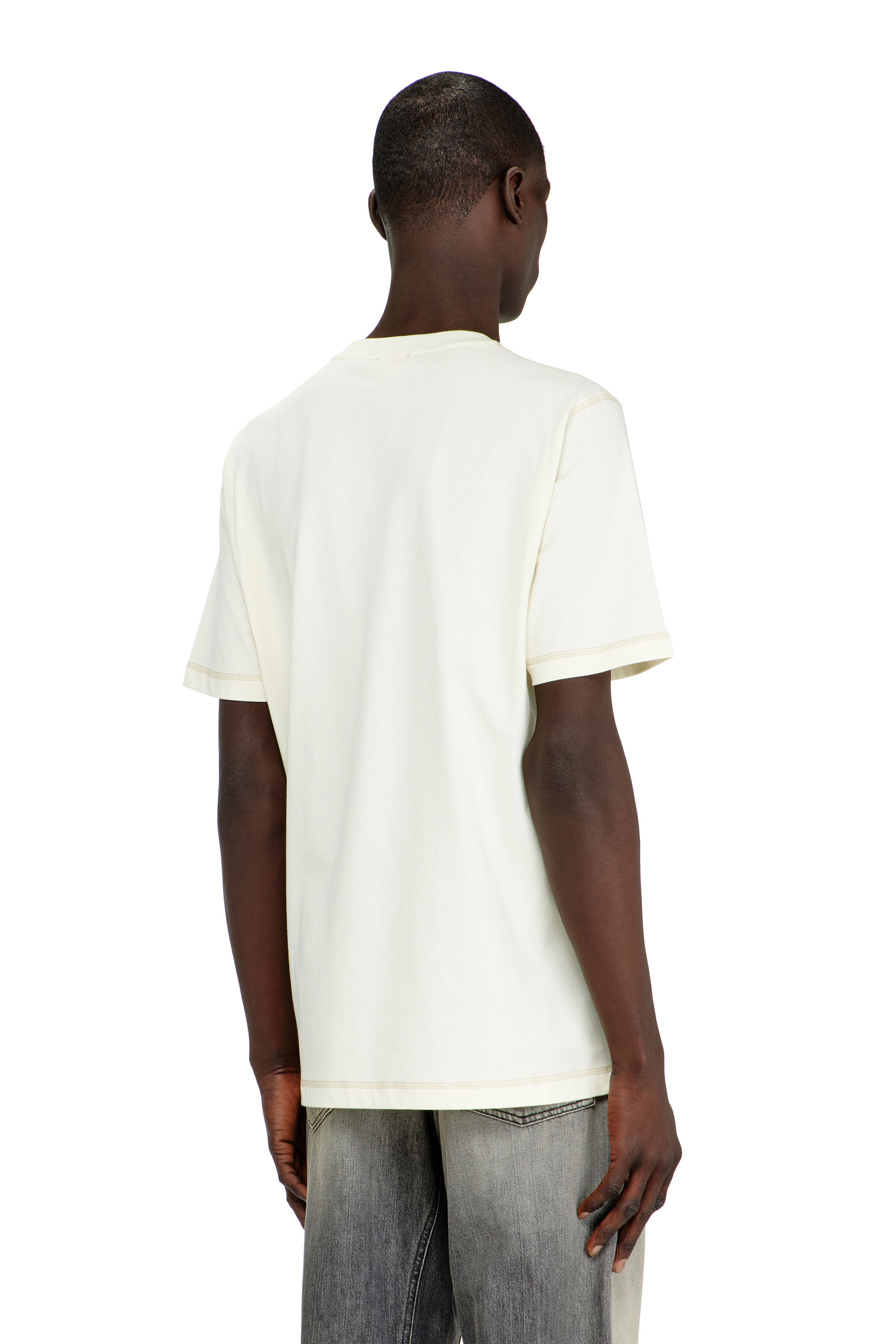 Diesel - T-ADJUST-NOTCH, Man's Regular T-shirt with embroidered patch in White - 4