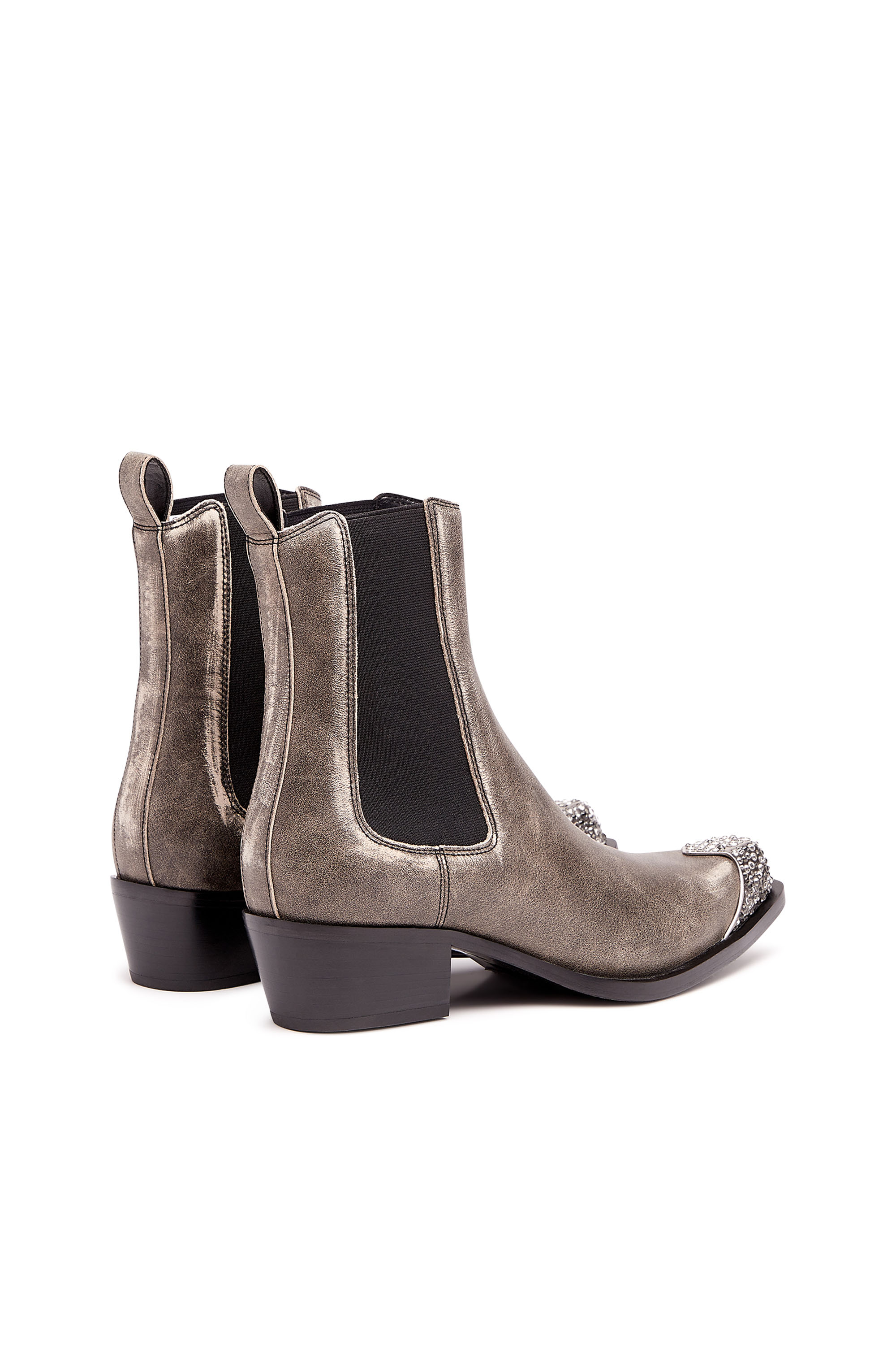 D-CALAMITY AB, Brown Diesel - D-CALAMITY AB, Woman's D-Calamity Ab - Treated leather boots with crystal toe cap in Brown - 3