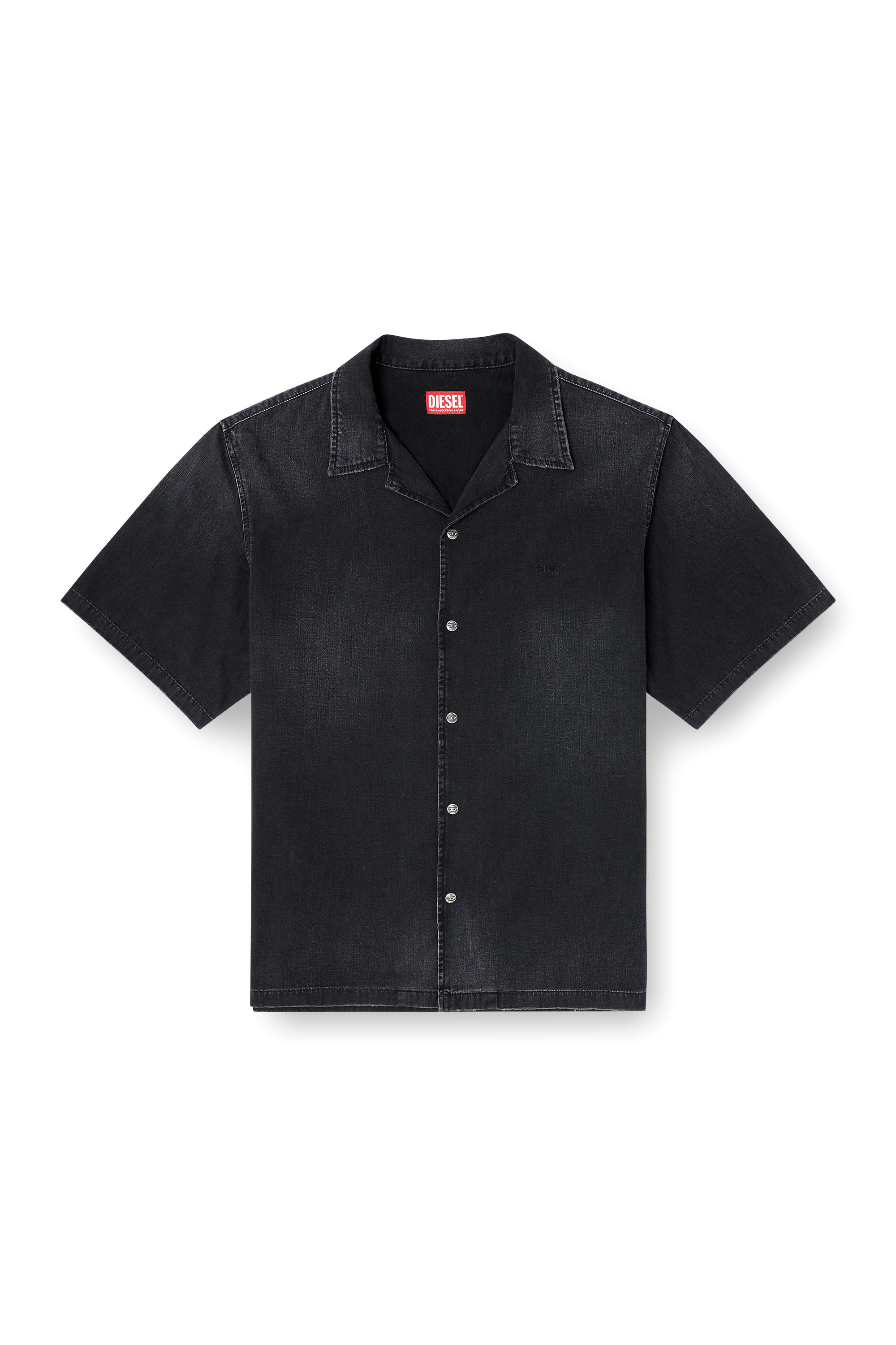 Diesel - D-NABIL-D, Man's Denim short-sleeve shirt in Black - 3