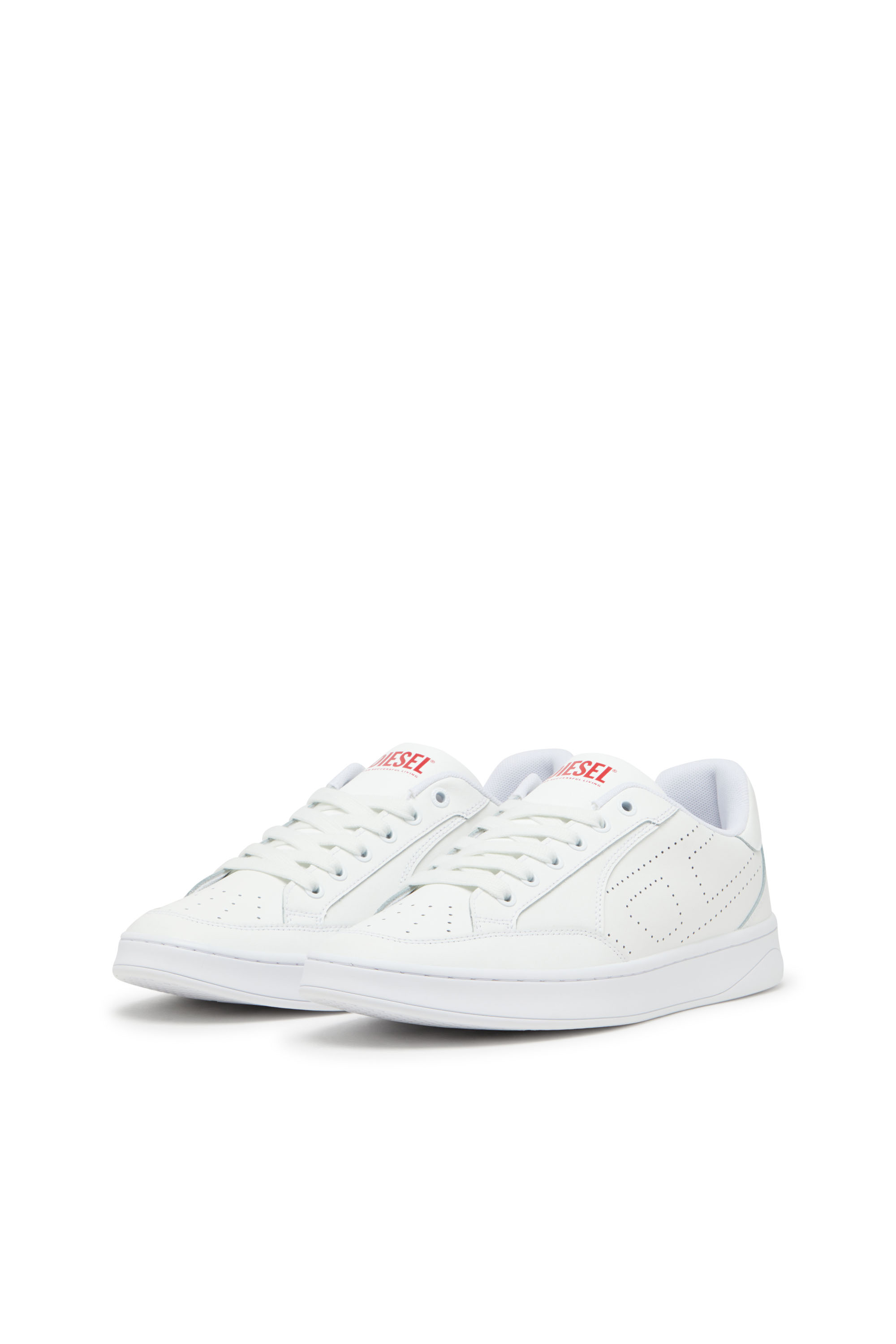 Diesel - S-DAKOTA LOW W, Woman's Leather sneakers with perforated logo in White - 8