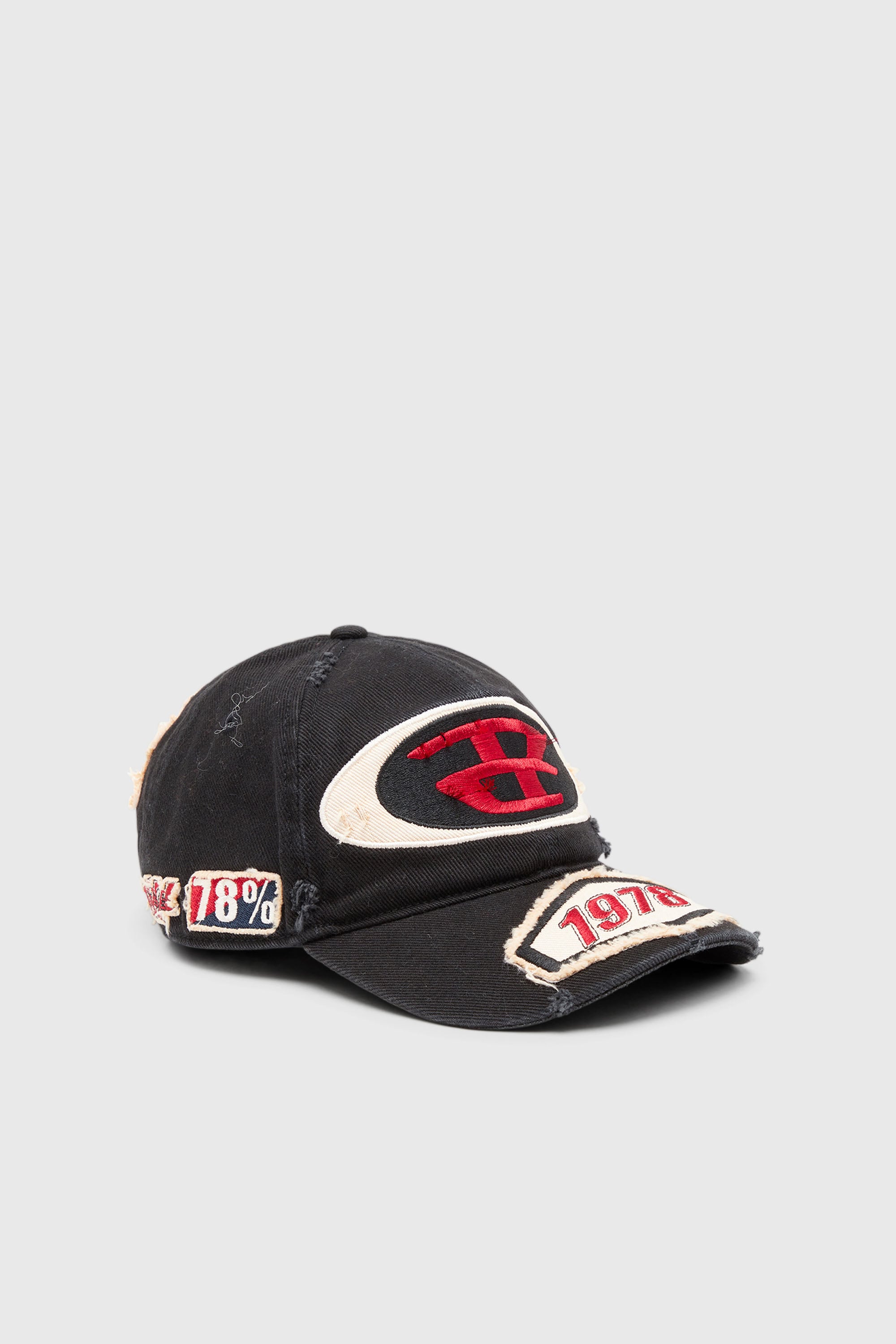 Diesel - C-BRAFF, Unisex's Baseball cap with embroidered patches in Black - 1