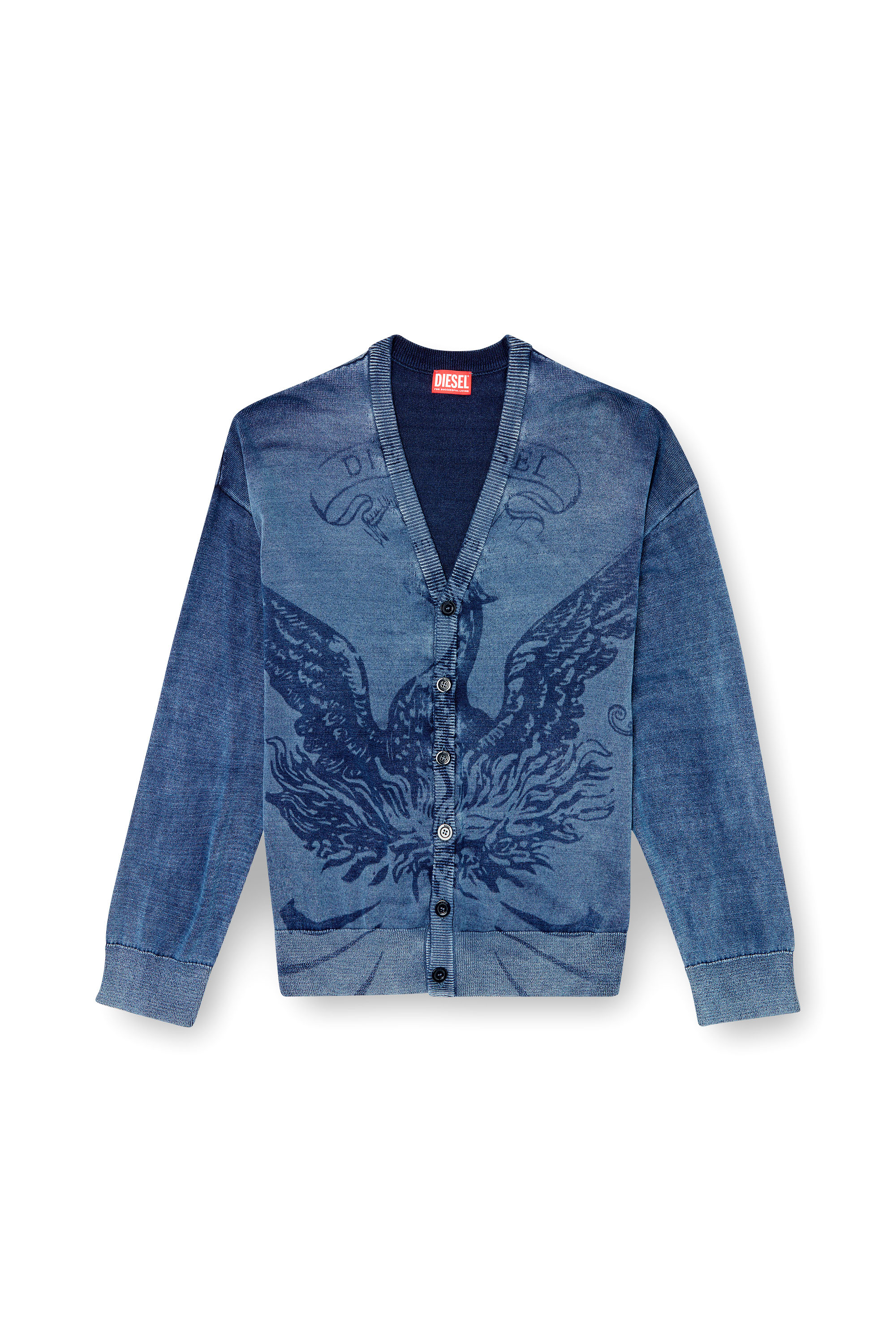 Diesel - K-FENICAR, Man's Indigo cardigan with Phoenix logo in Blue - 3