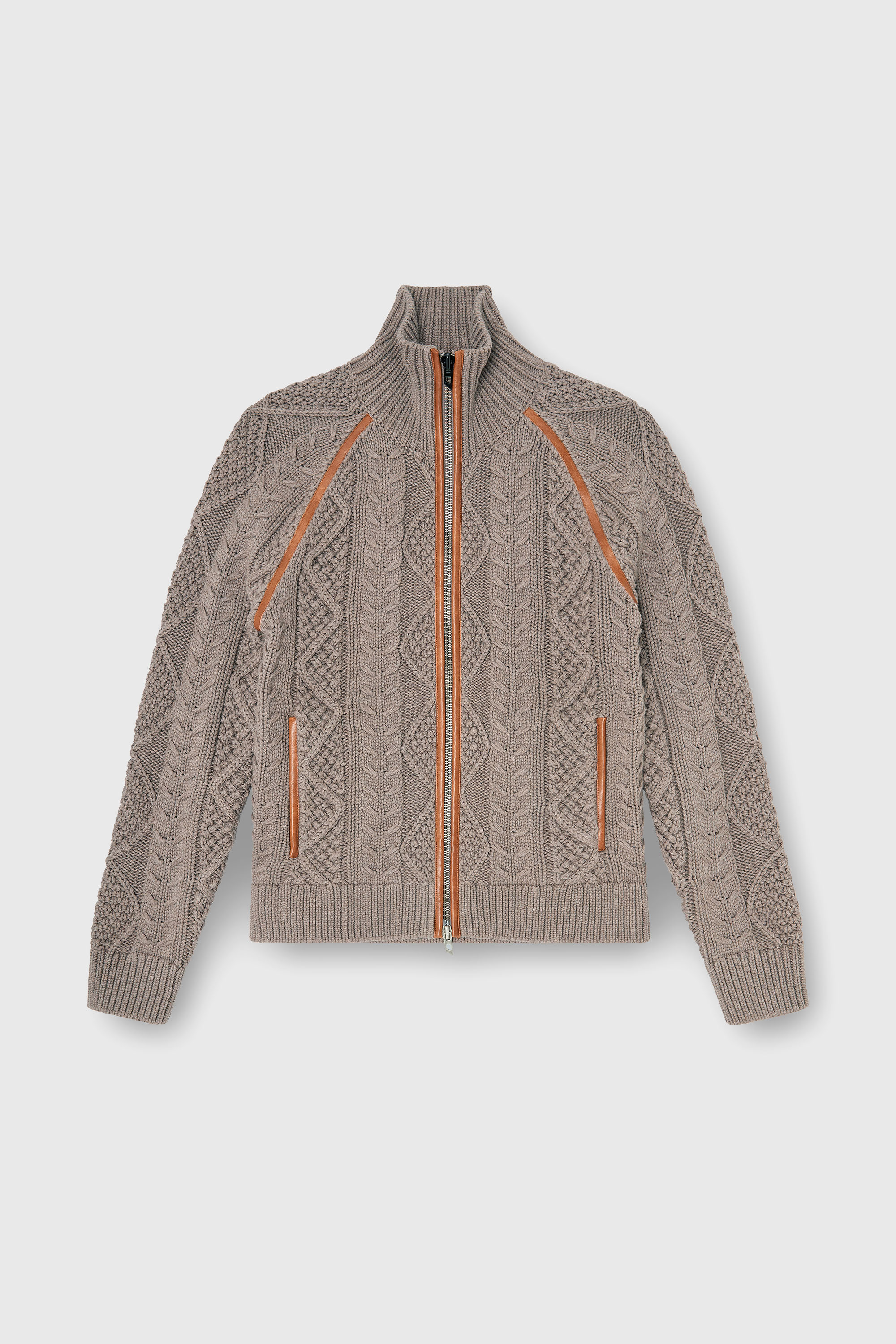 Diesel - K-INOKI, Man's Zip cardigan in cable knit in Grey - 1