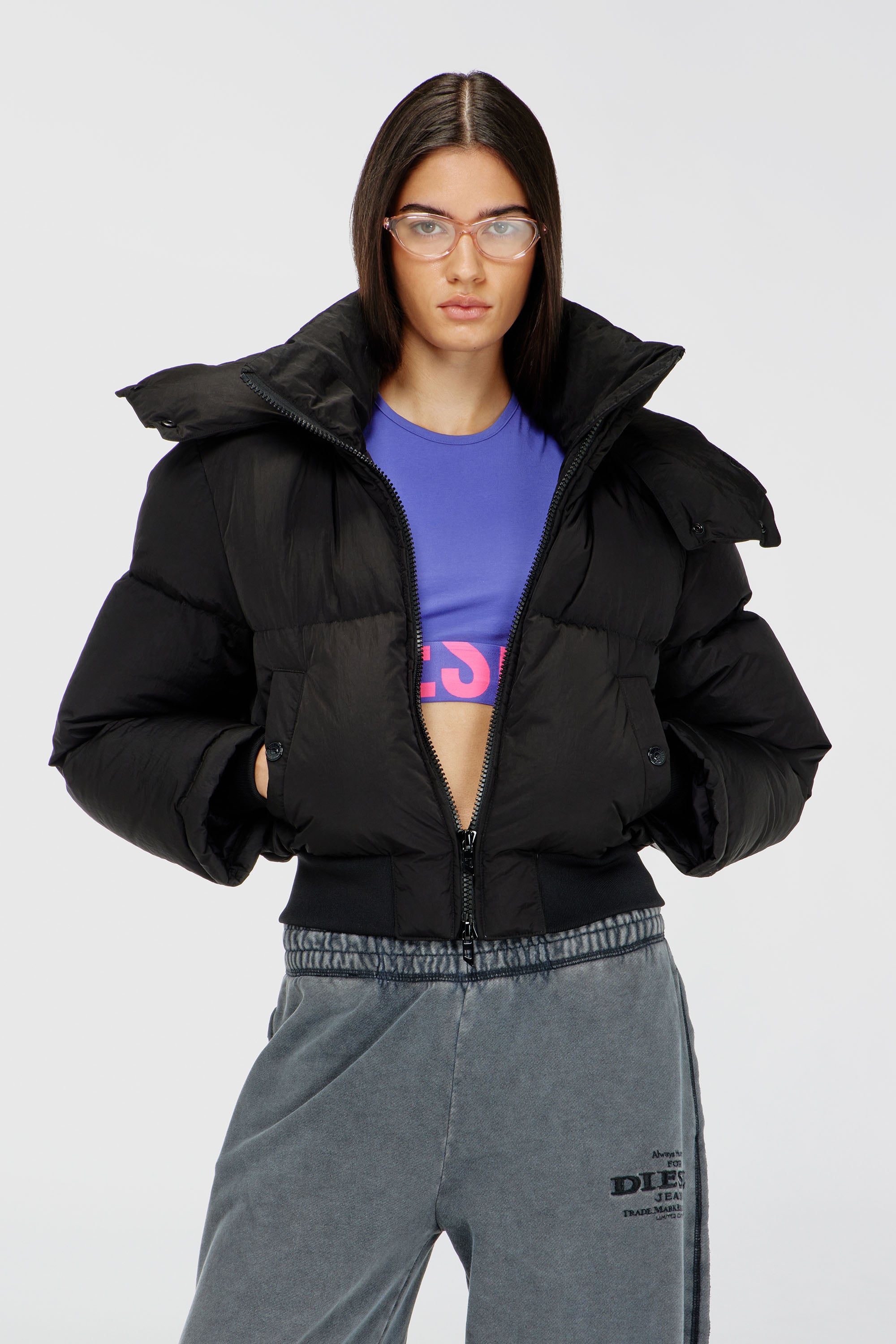 Diesel - ADA-D-POP, Woman's Cropped tank top with cut-off logo in Violet - 1