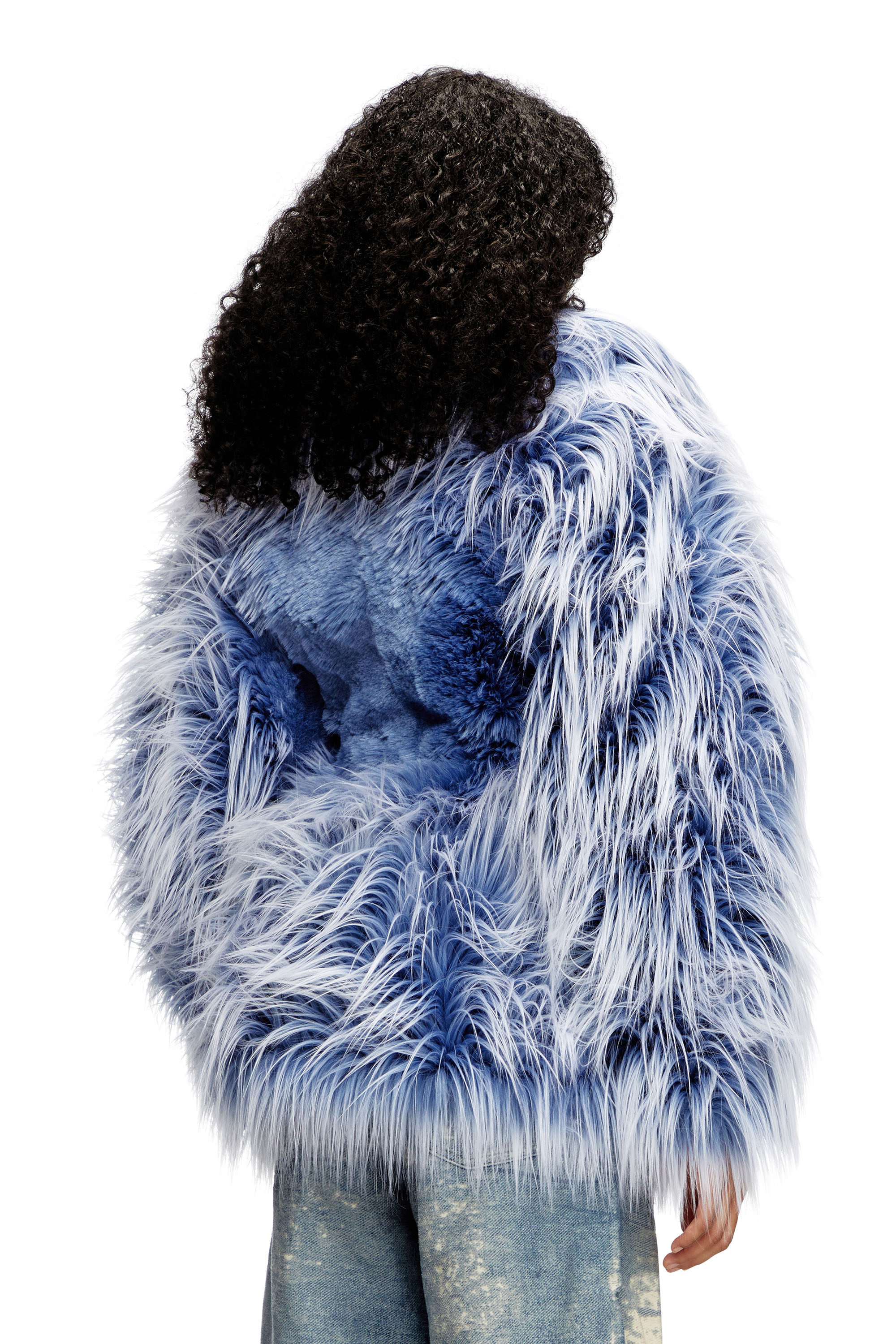 Diesel - W-CABY, Woman's Ombré-hair padded monster coat in Blue - 3