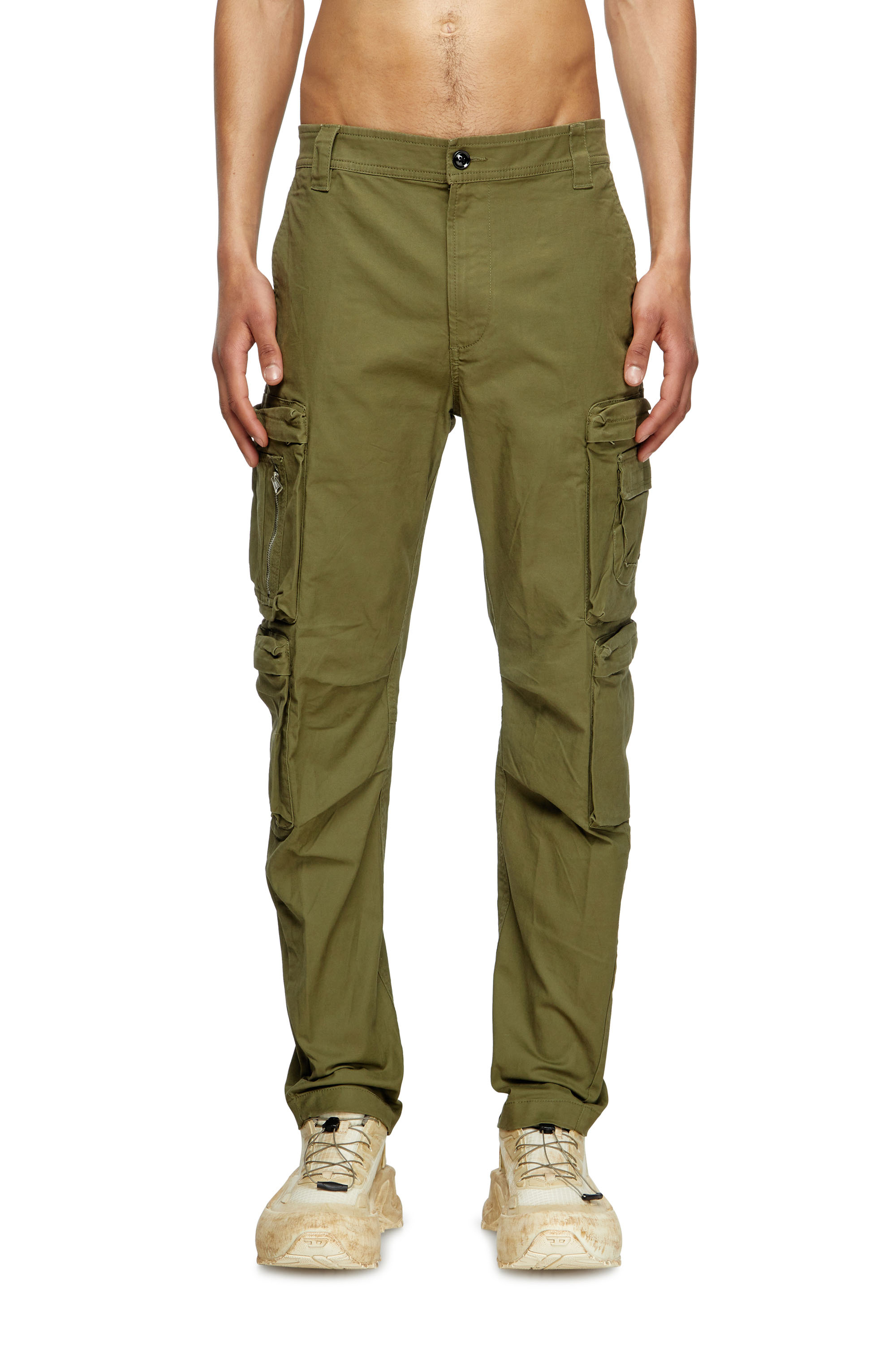 Diesel - P-ARLEM, Man's Cargo pants with zip pocket in Military Green - 1