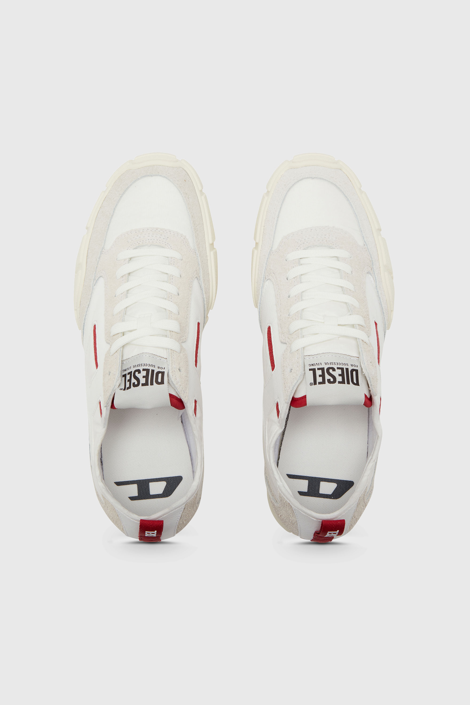 Diesel - S-PAGODHA LOW, Man's S-Pagodha-Sneakers in leather, suede and ripstop in White/Red - 4